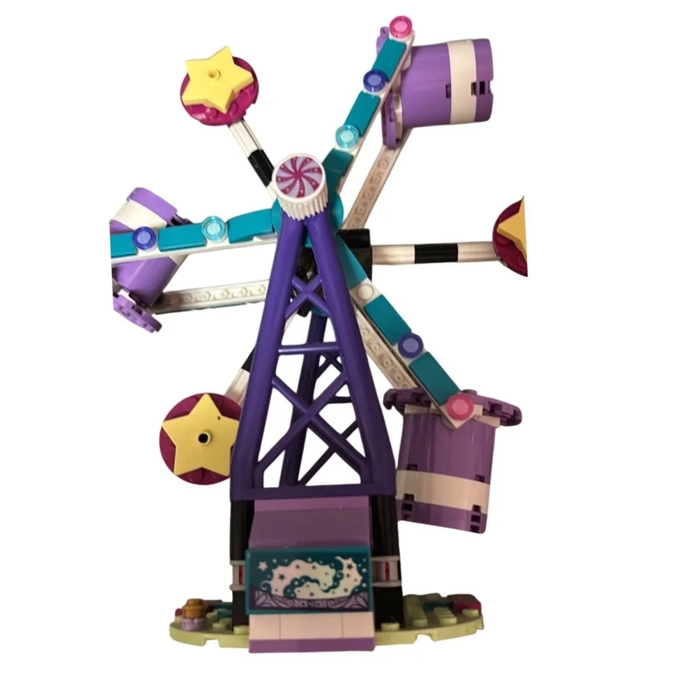 LEGO Friends Magical Funfair 41688 41689 Kids Purple Ferris Wheel Caravan Used